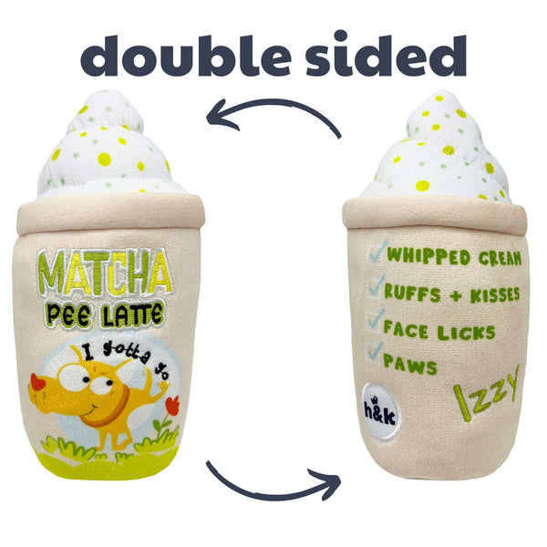 Matcha Pee Latte (Double Sided) - Plush Dog Toy - Huxley & Kent