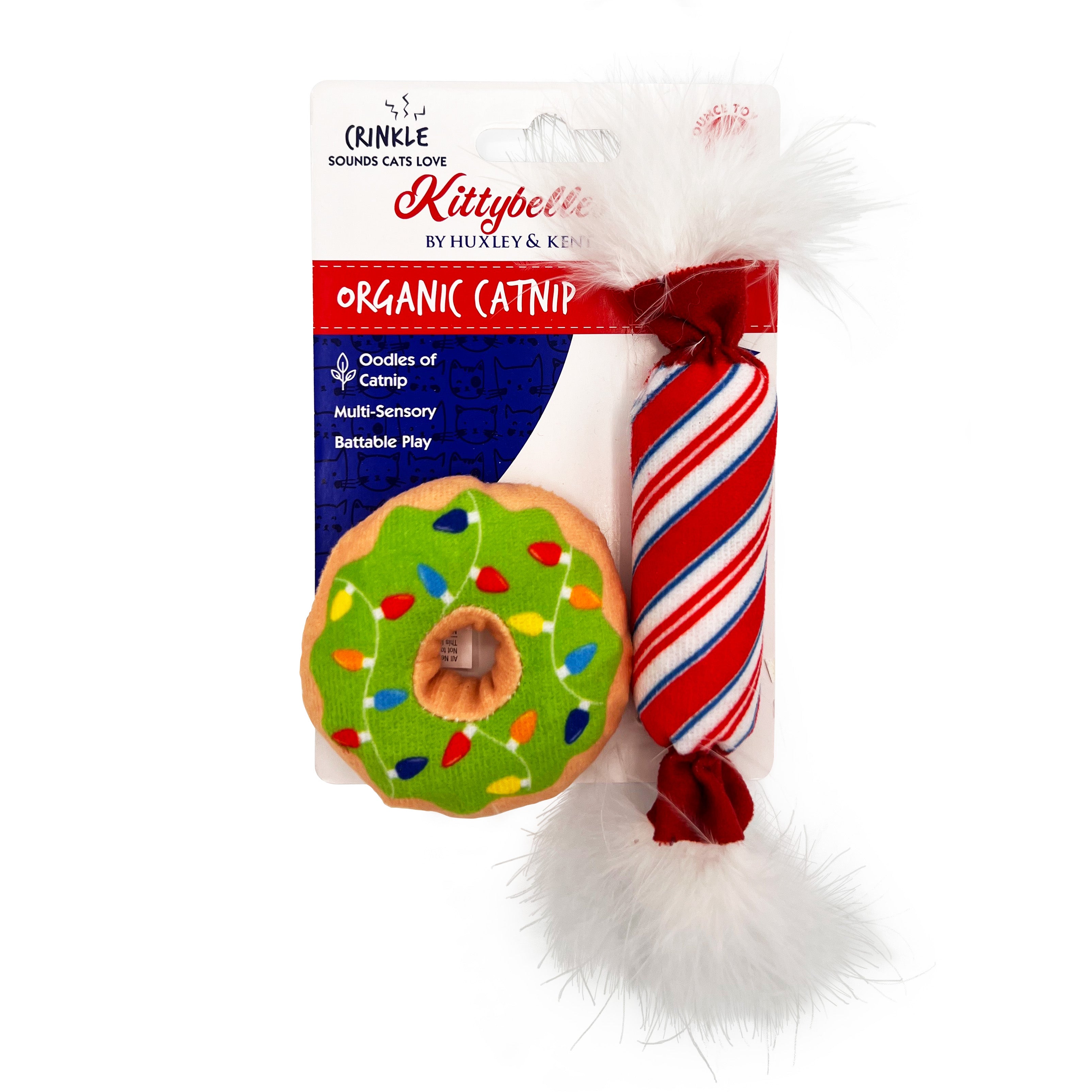 Kittybelles Lit Donut Peppermint Candy 2pk Cat Toy