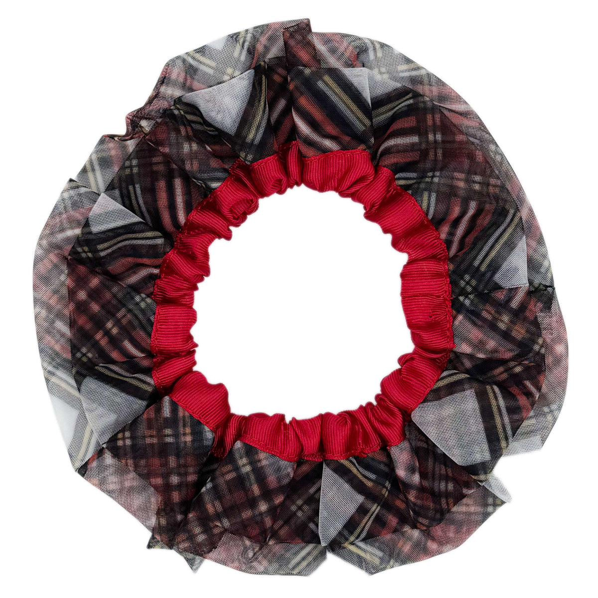 White Stewart Plaid Tulle Scrunchie Huxley & Kent