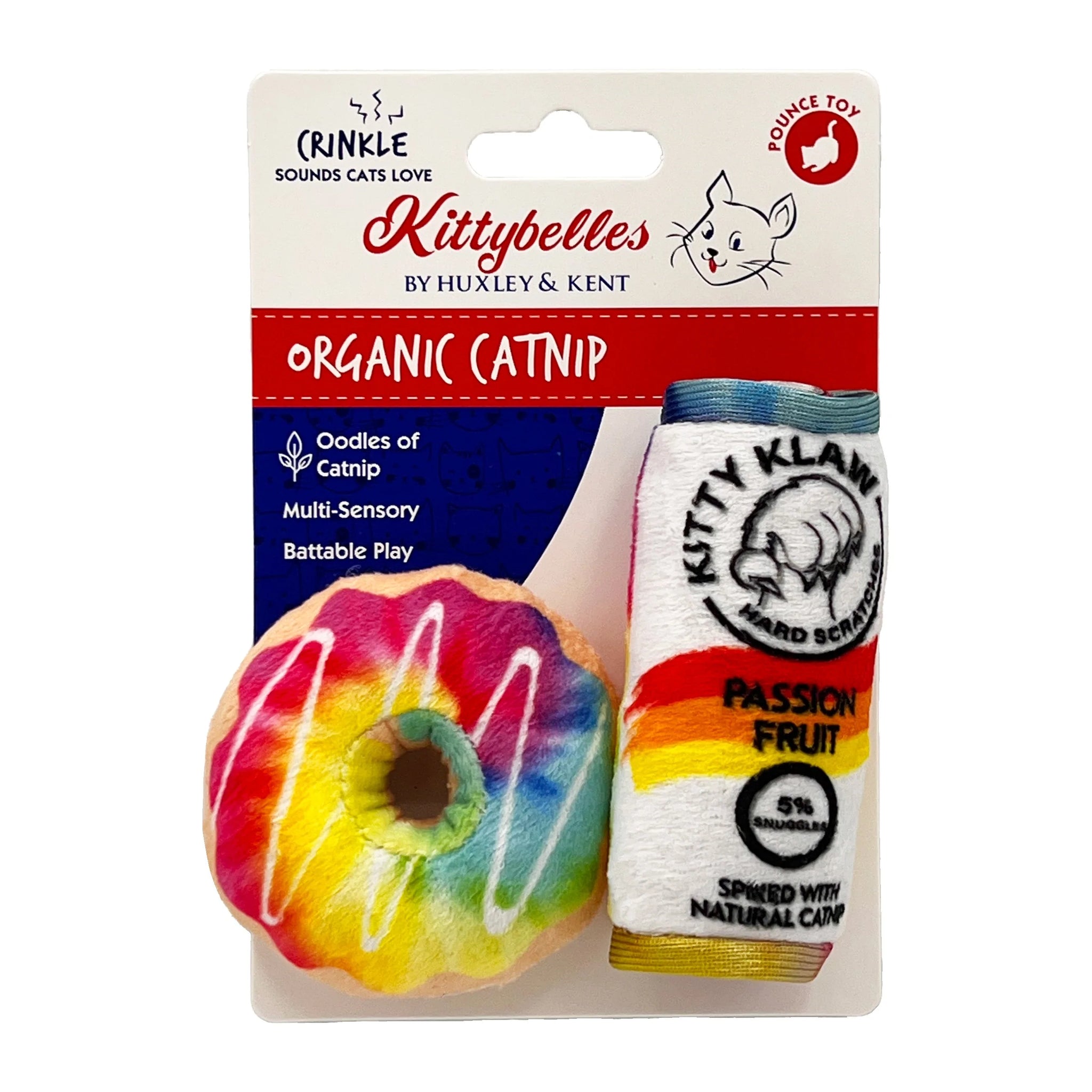 Donut & Kitty Klaw Passion Fruit 2pk Cat Toy - Huxley & Kent Donut & Kitty Klaw Passion Fruit 2pk Cat Toy - Huxley & Kent